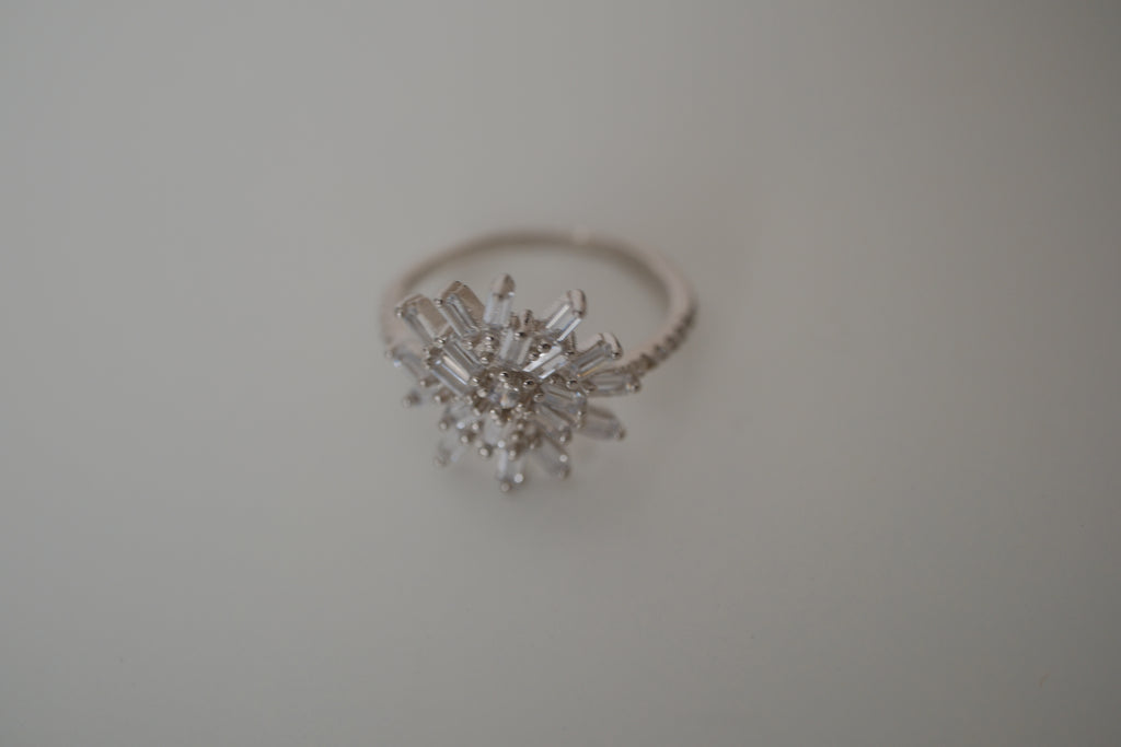 Vintage Sterling silver Sunburst cluster &nbsp;ring