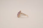Vintage Sterling silver Amethyst bypass cluster ring