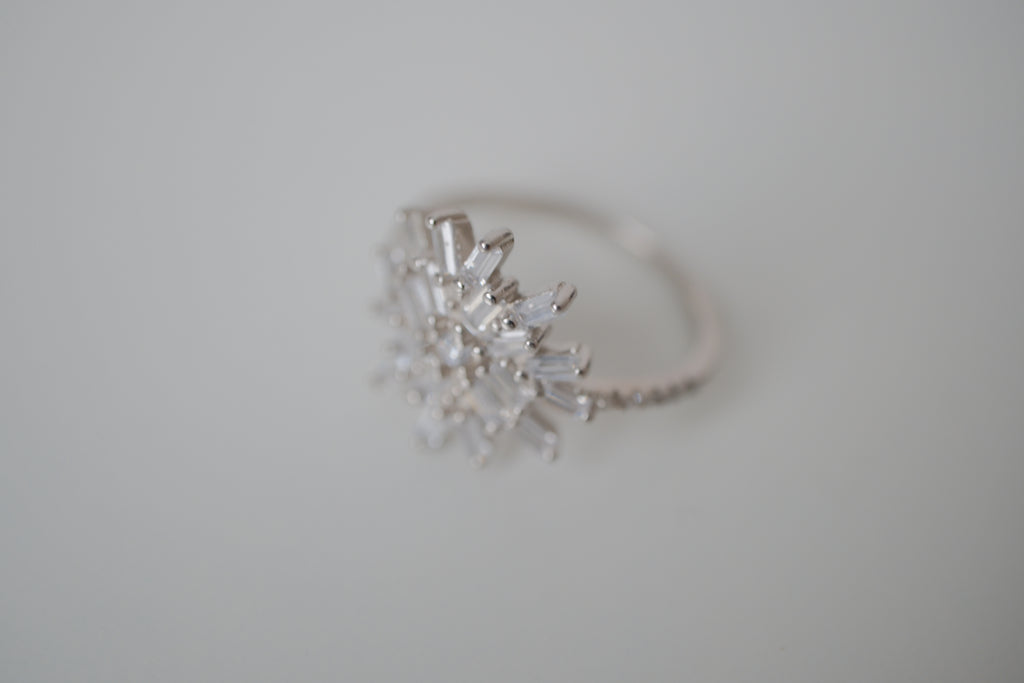 Vintage Sterling silver Sunburst cluster &nbsp;ring
