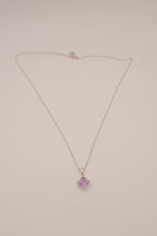 Sterling silver Princess cut amethyst pendant