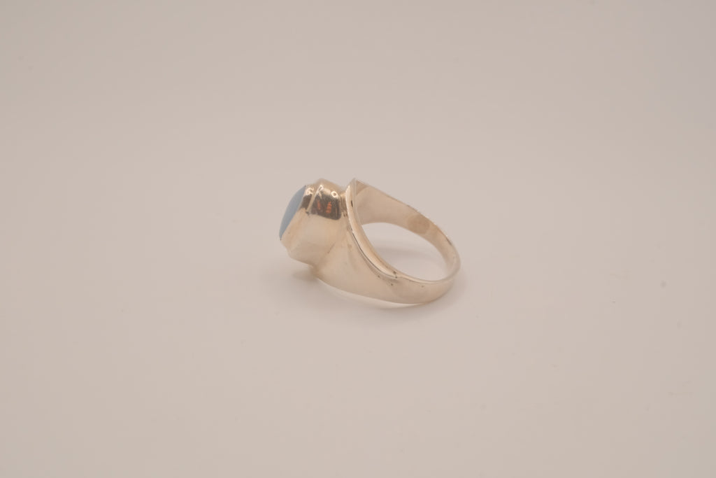 Modernist sterling silver Blue Opal ring