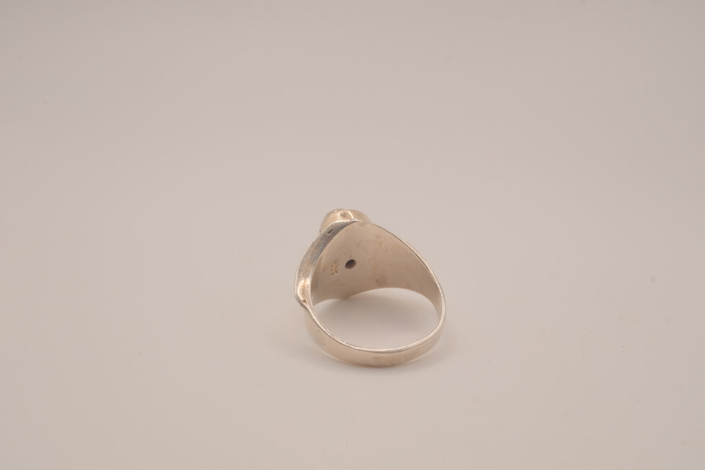Modernist sterling silver Blue Opal ring