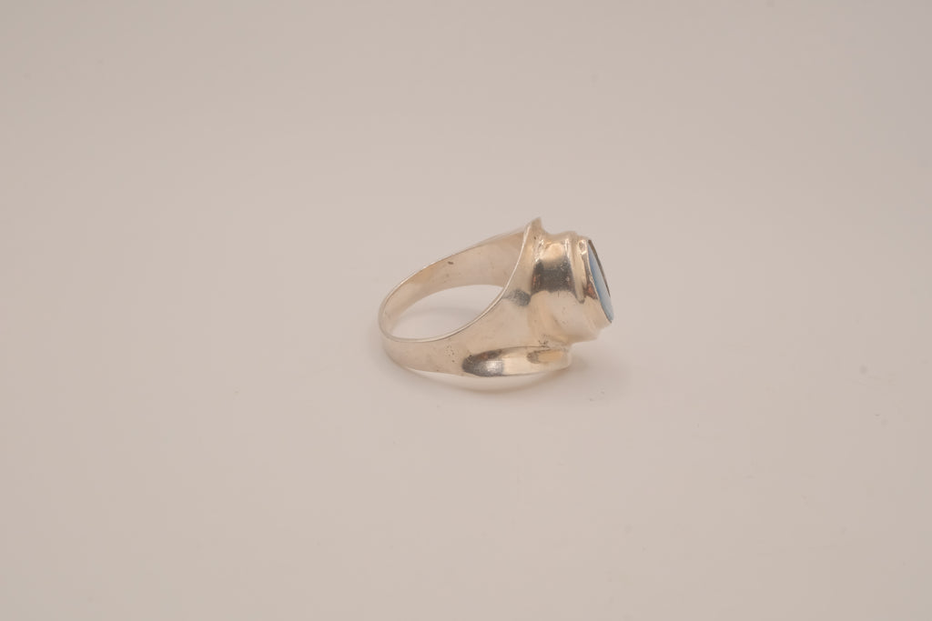 Modernist sterling silver Blue Opal ring