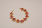 Vintage gold tone roses link bracelet