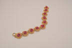 Vintage gold tone roses link bracelet