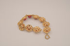 Vintage gold tone roses link bracelet