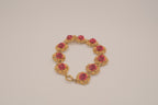 Vintage gold tone roses link bracelet