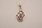 Sterling silver geometric scroll amethyst pendant necklace