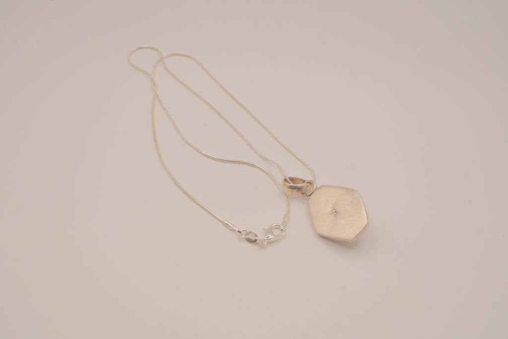 Sterling silver geometric scroll amethyst pendant necklace