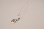 Sterling silver geometric scroll amethyst pendant necklace