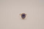 Sterling silver oval amethyst cabochon ring