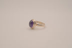 Sterling silver oval amethyst cabochon ring