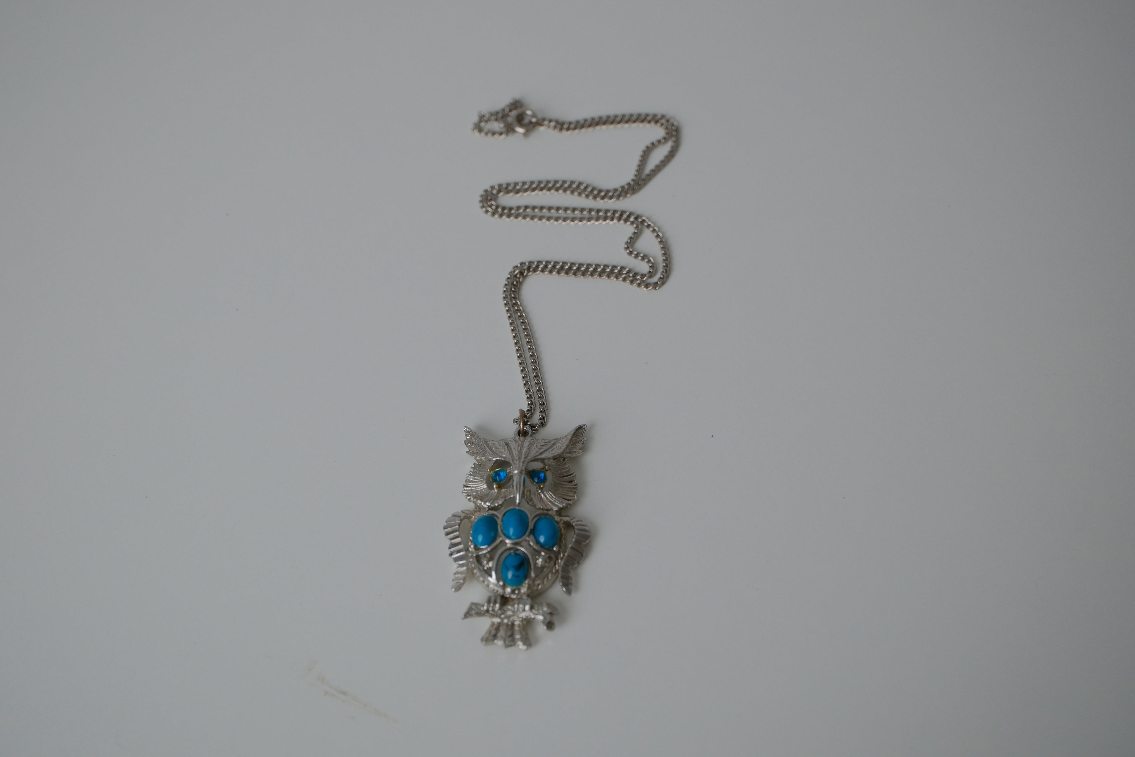 Vintage Blue owl pendant necklace