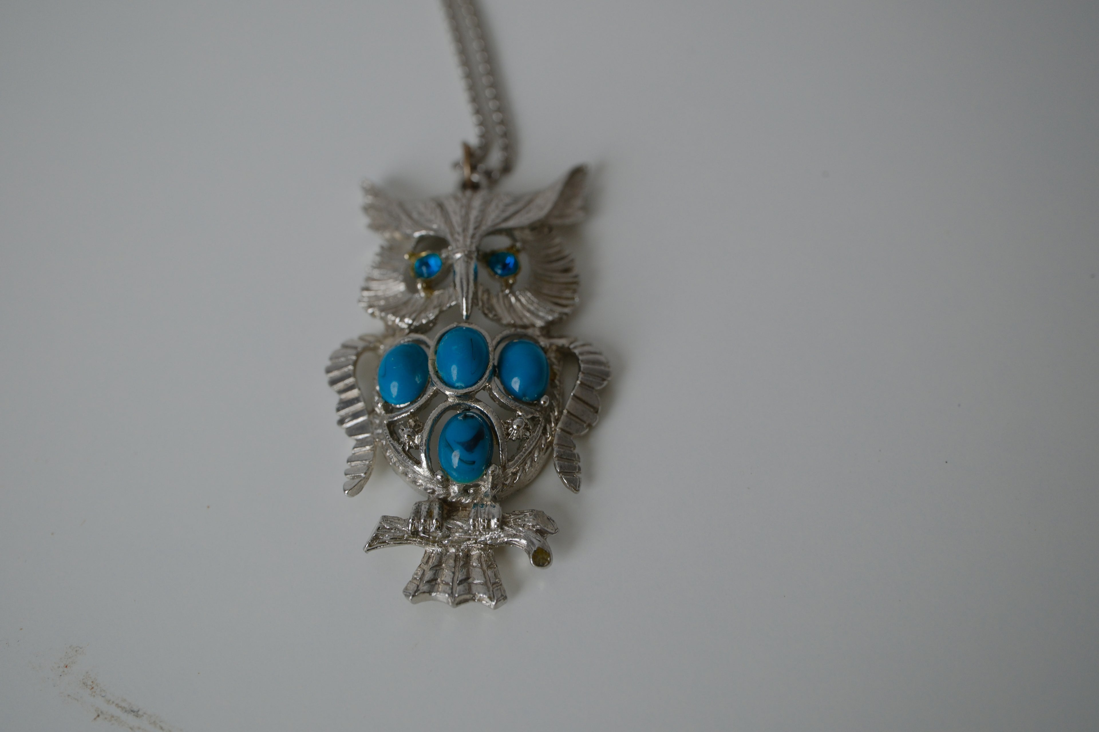 Vintage Blue owl pendant necklace