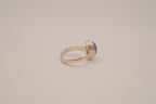 Sterling silver oval amethyst cabochon ring