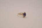 Sterling silver oval amethyst cabochon ring