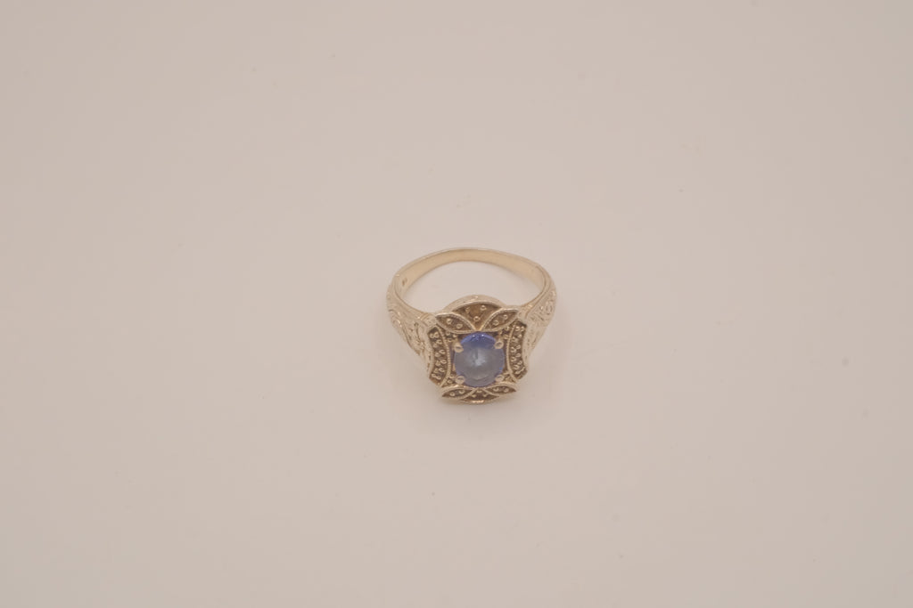 Vintage Sterling silver Tanzanite filigree ring