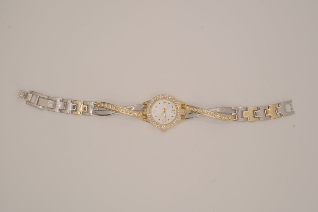 Two-toned Fmd Rhinestone watch
