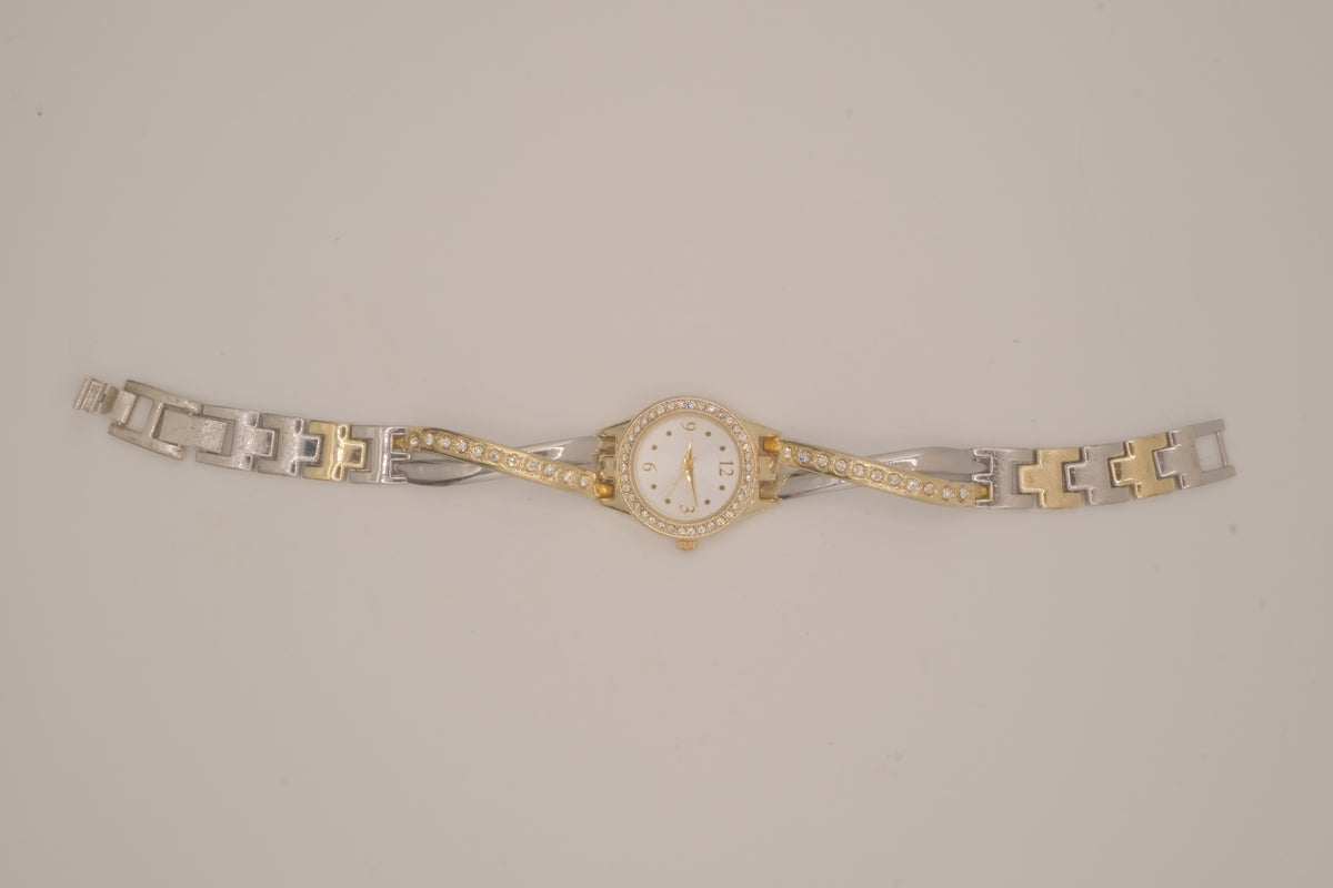 Two-toned Fmd Rhinestone watch