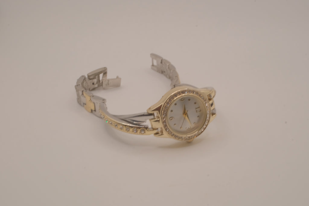 Two-toned Fmd Rhinestone watch