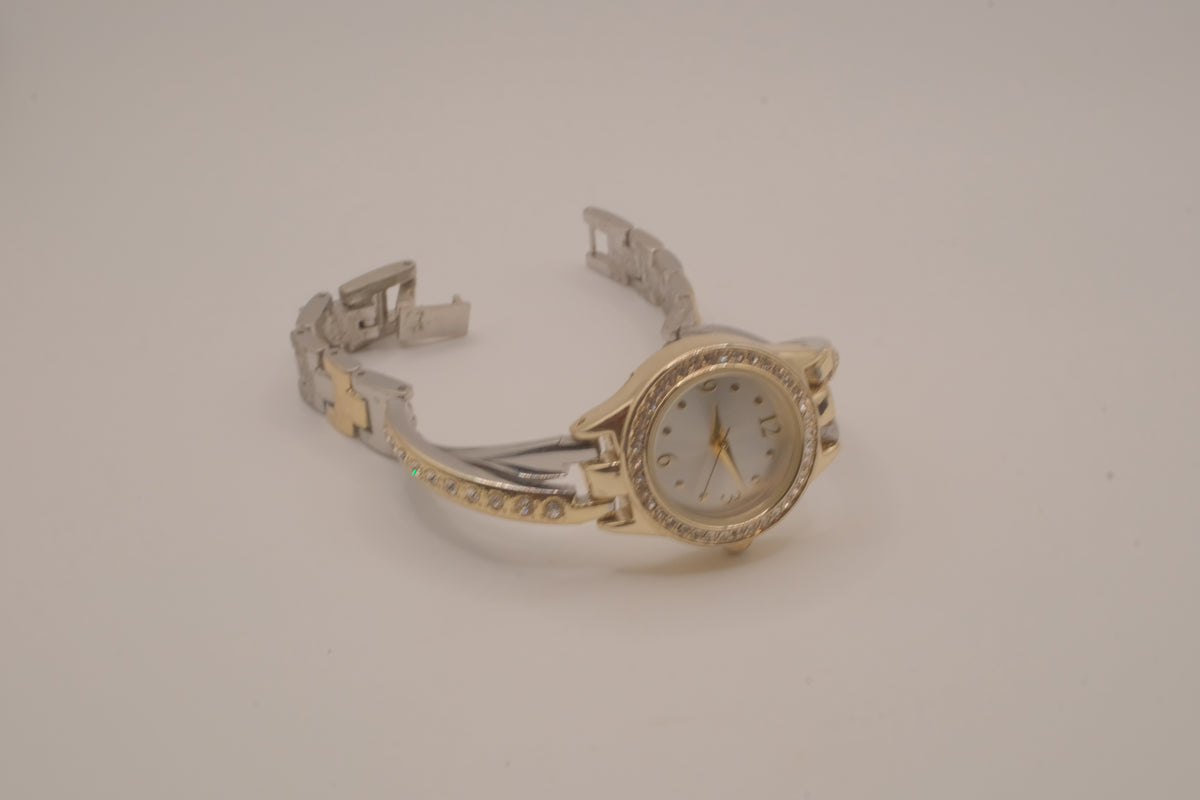 Two-toned Fmd Rhinestone watch