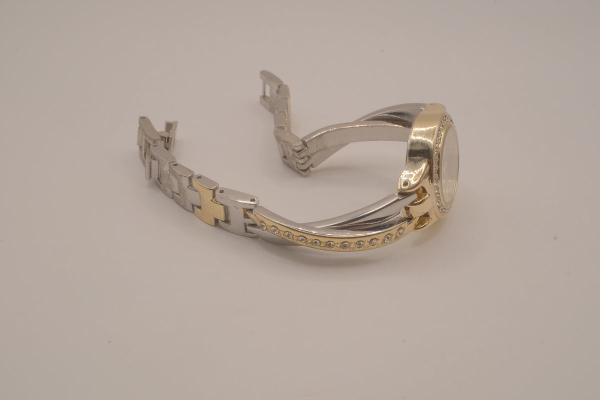 Two-toned Fmd Rhinestone watch
