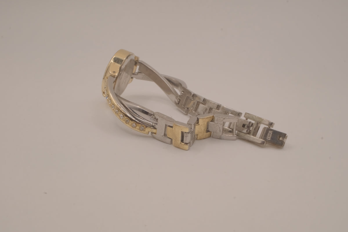 Two-toned Fmd Rhinestone watch
