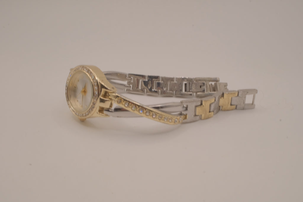 Two-toned Fmd Rhinestone watch