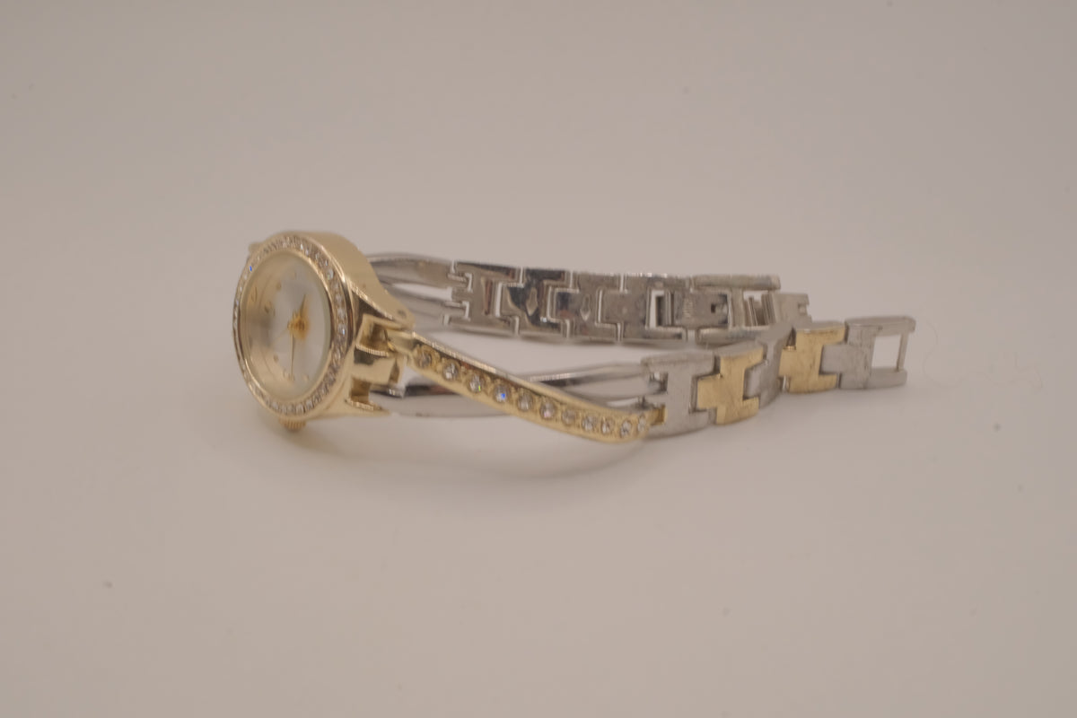 Two-toned Fmd Rhinestone watch