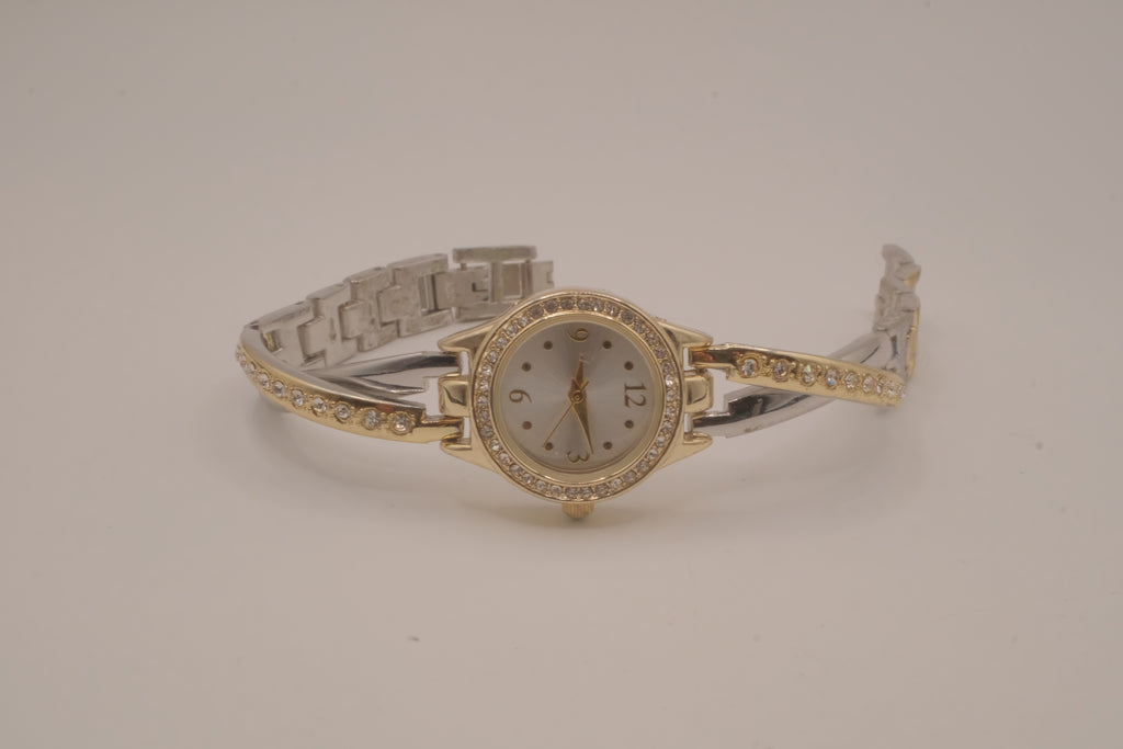 Two-toned Fmd Rhinestone watch