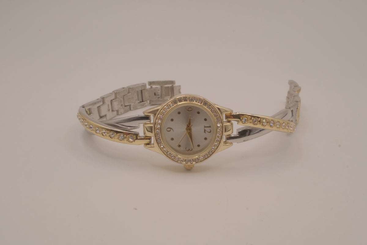 Two-toned Fmd Rhinestone watch