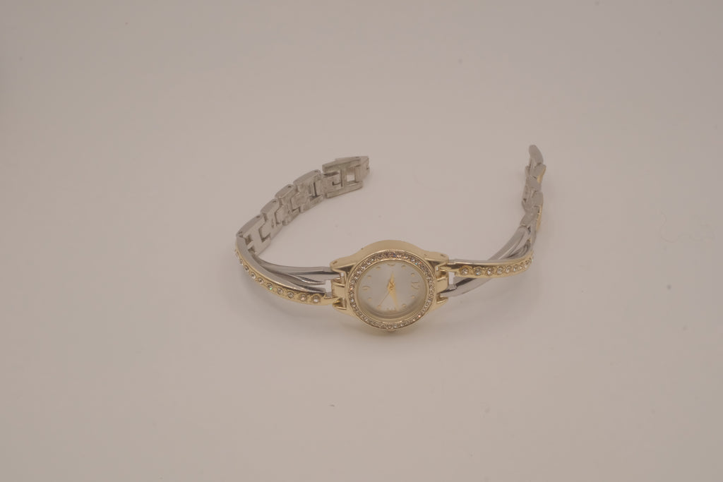 Two-toned Fmd Rhinestone watch