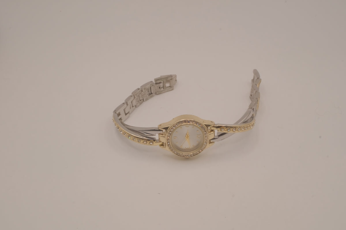 Two-toned Fmd Rhinestone watch