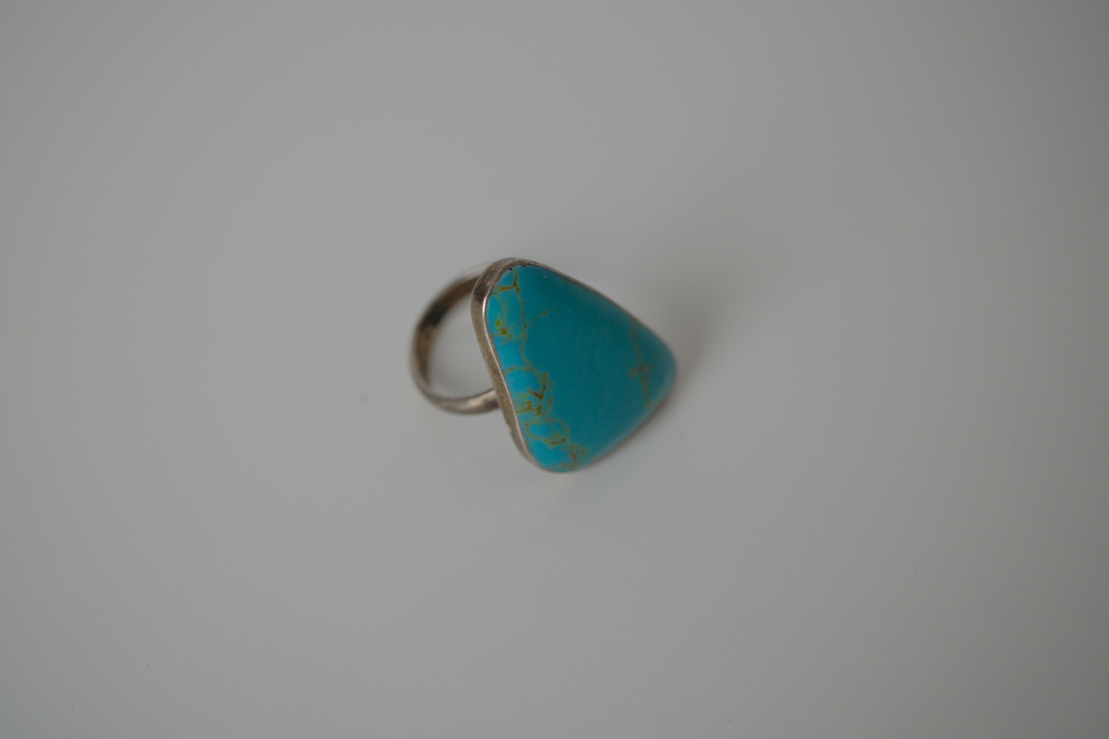 Vintage Sterling silver triangular turquoise ring