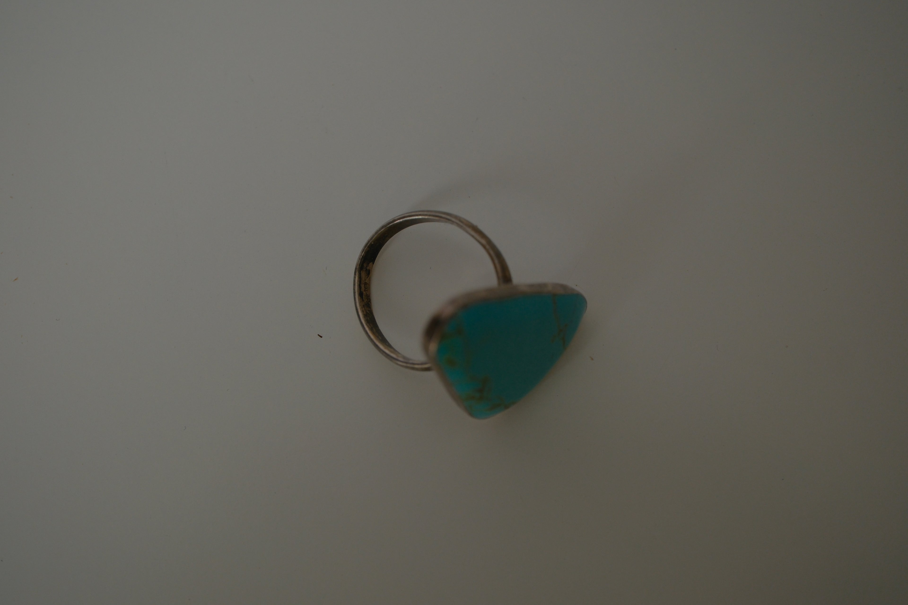 Vintage Sterling silver triangular turquoise ring