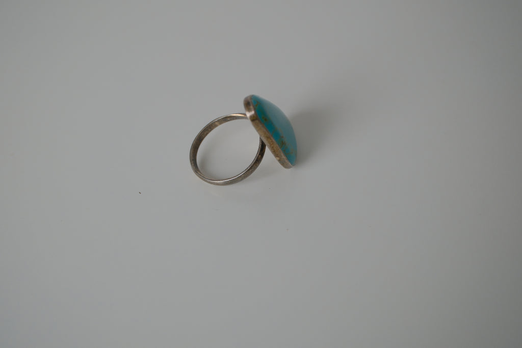 Vintage Sterling silver triangular turquoise ring