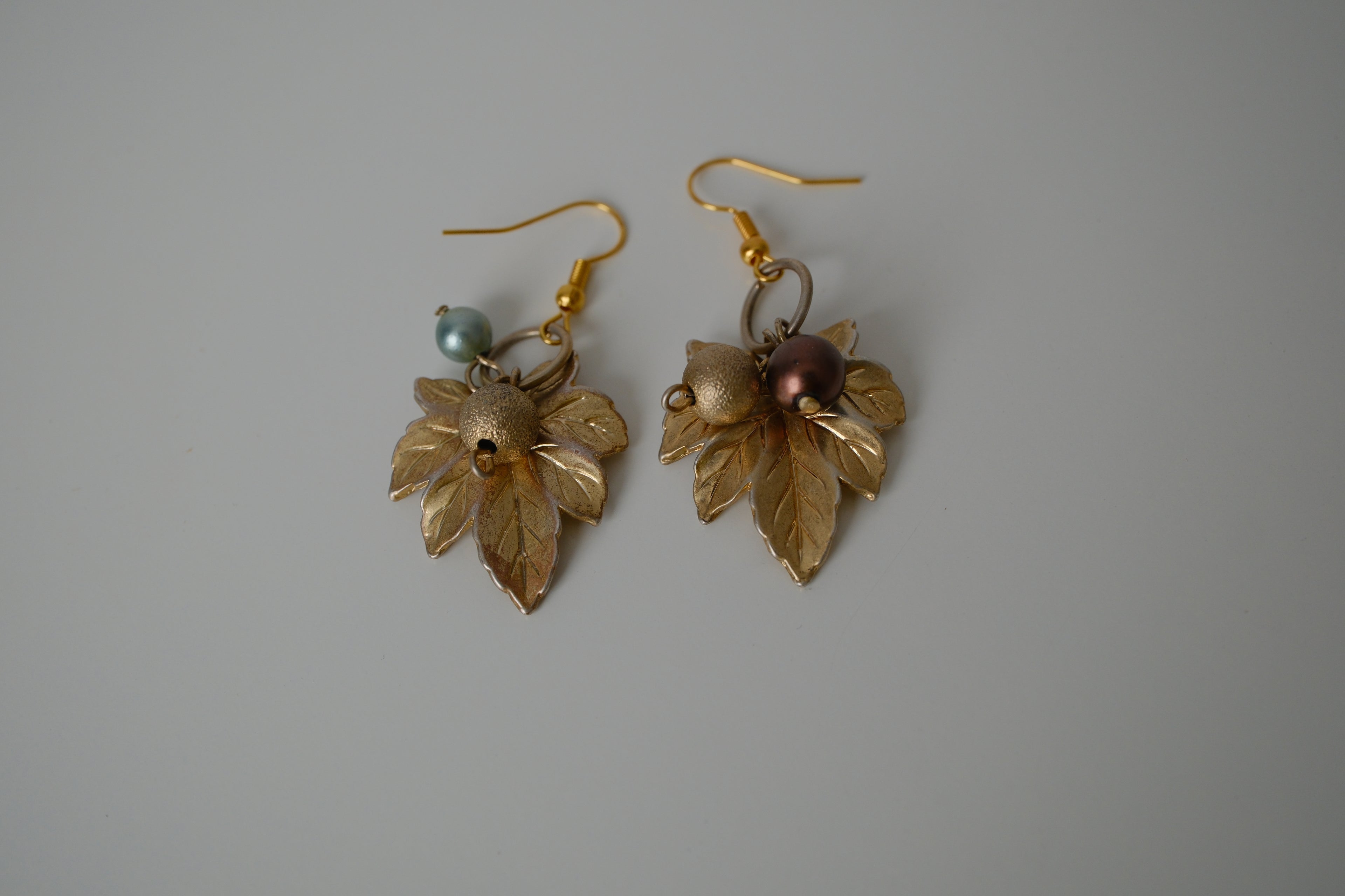 Reworked Embossed Maple leaf earrings