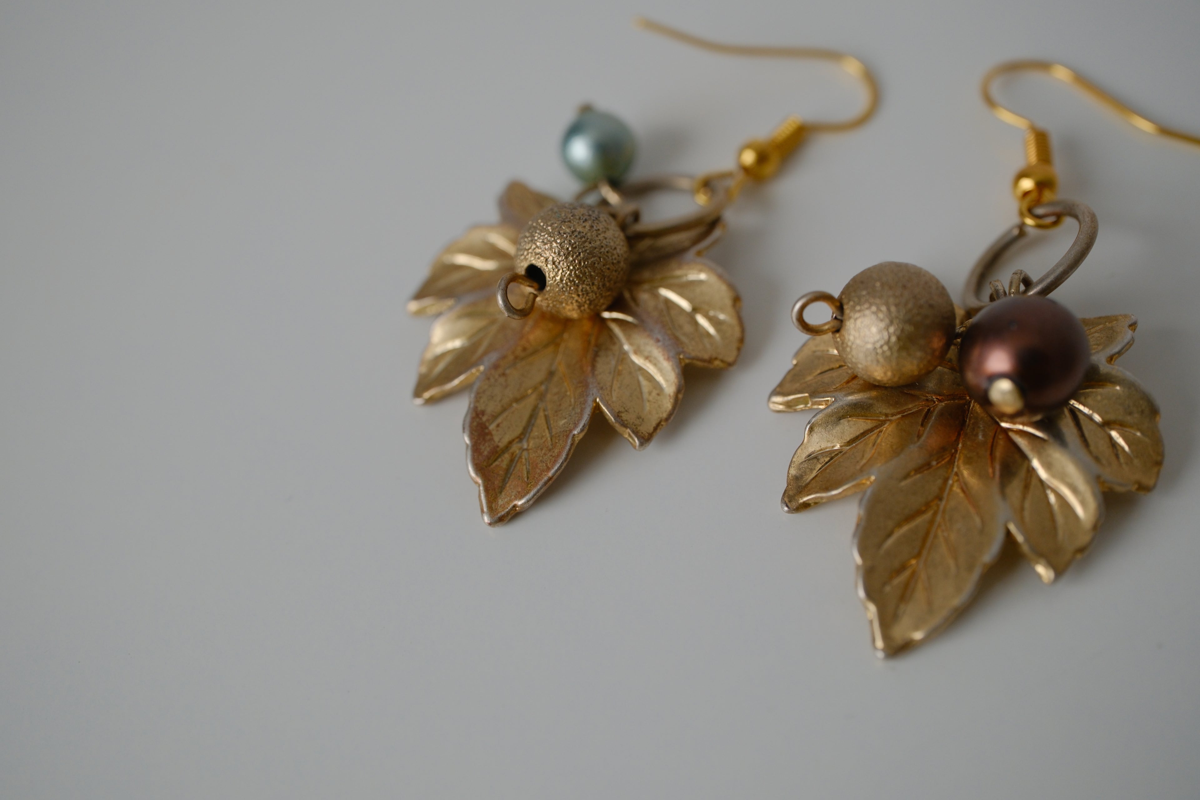 Reworked Embossed Maple leaf earrings