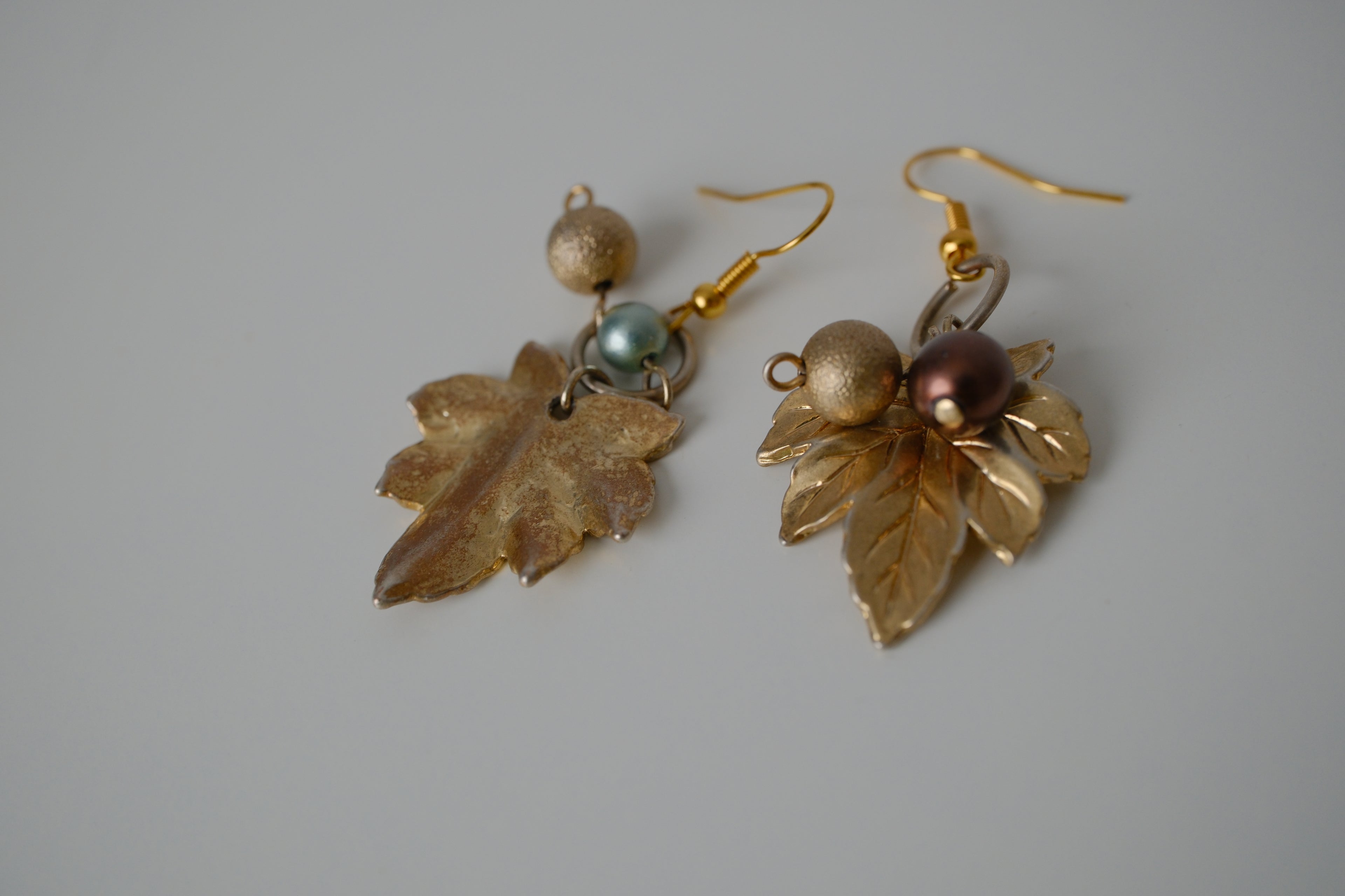 Reworked Embossed Maple leaf earrings