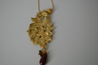 Red and Green enamel peacock-shaped pendant necklace