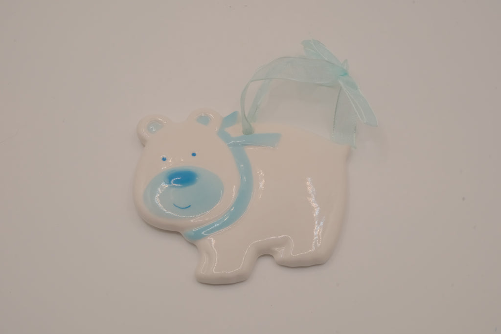 Vintage Avon glossy white ceramic bear ornament