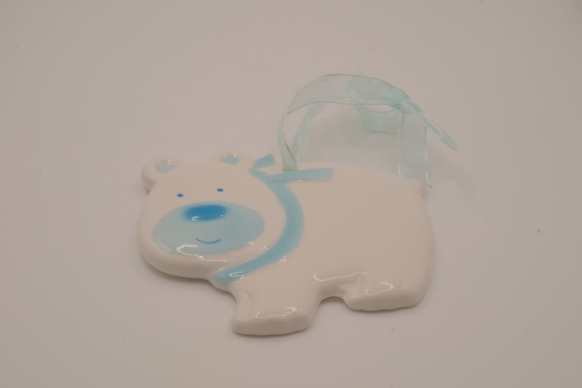 Vintage Avon glossy white ceramic bear ornament