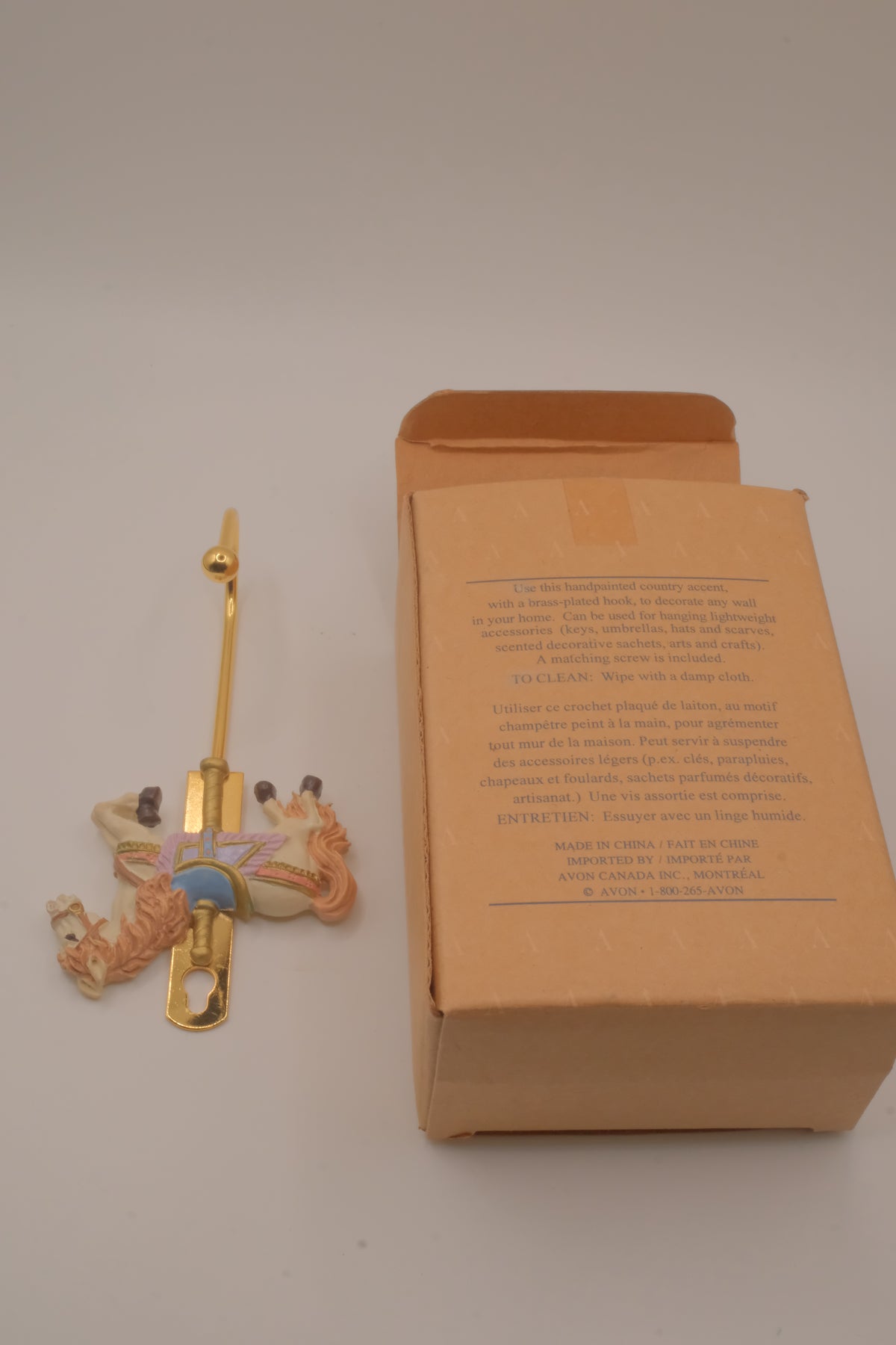 Vintage 1980s Avon "Country Notions" decorative carousel horse wall hook