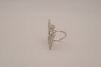 Marquise-cut cubic zirconia leaf branch open statement ring
