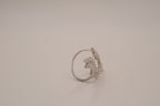 Marquise-cut cubic zirconia leaf branch open statement ring