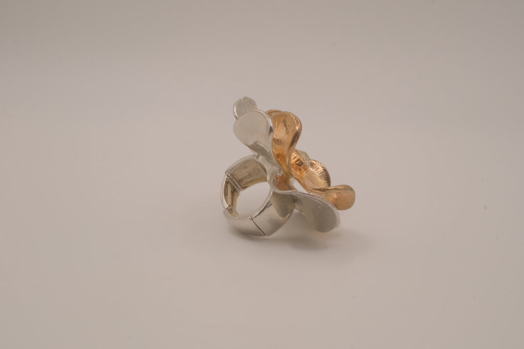 Two-tone floral statement ring