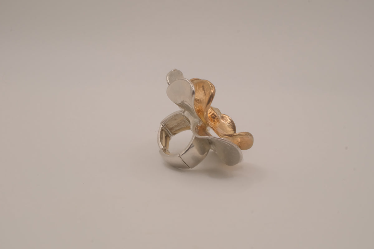 Two-tone floral statement ring