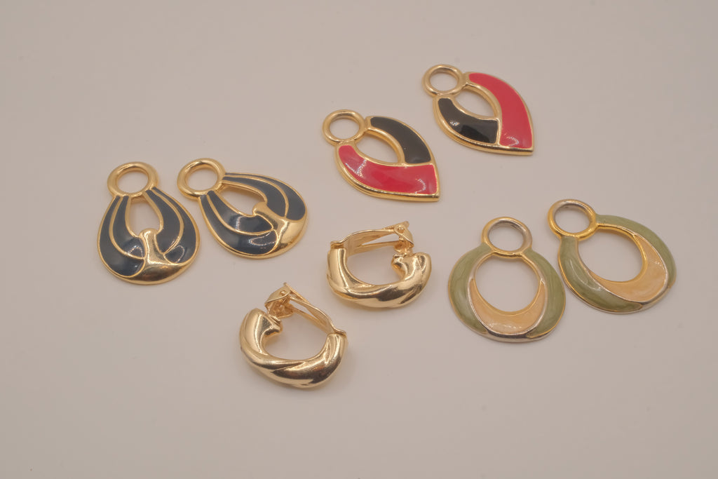 Vintage Weekenders 1980s interchangeable door-knocker clip-on earring set