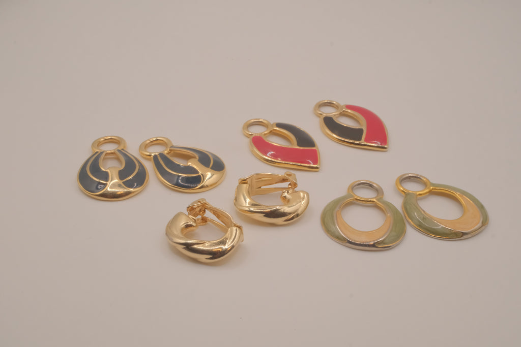 Vintage Weekenders 1980s interchangeable door-knocker clip-on earring set