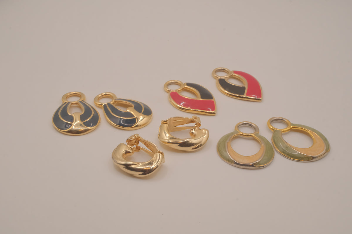 Vintage Weekenders 1980s interchangeable door-knocker clip-on earring set